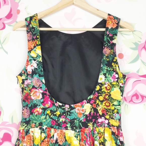 Zara Floral Print Fit and Flare Mini Dress M - Picture 4 of 8